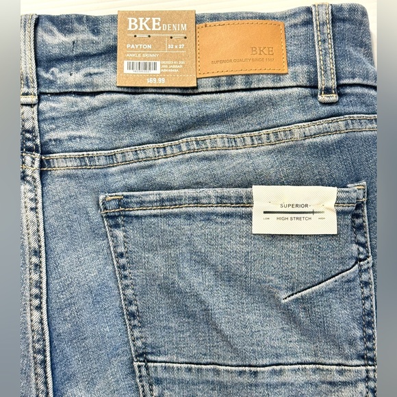 BKE Payton Universal Fit Mid-Rise Ankle Skinny Jeans Size 32x27. NWT - Picture 4 of 10
